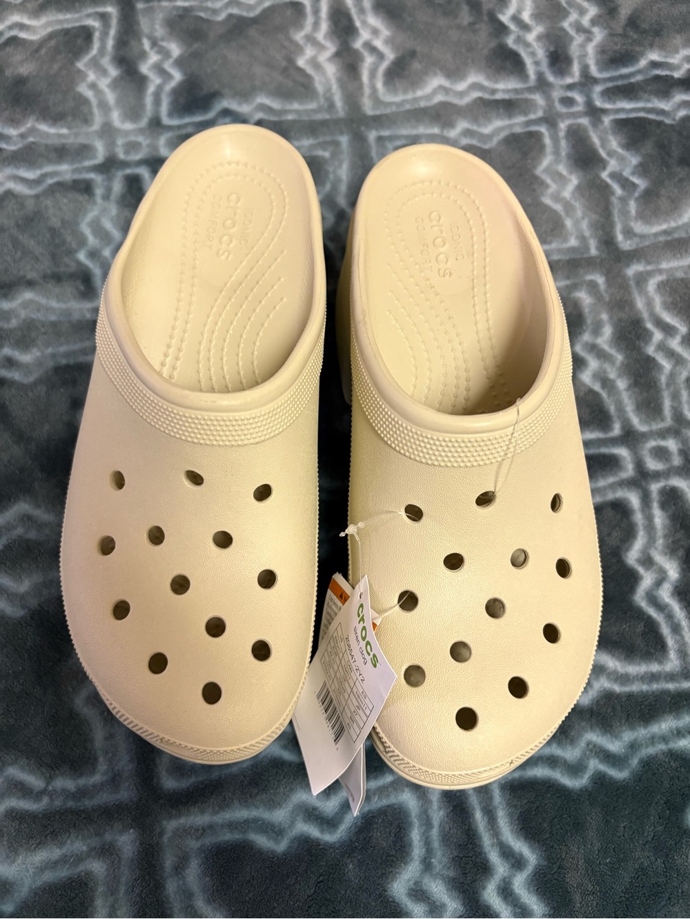 CROCS Siren Women's Slip-On Platform Clogs Mules in Cream